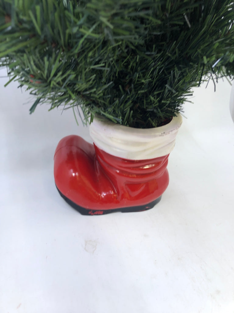 MINI HOLLY TREE IN SANTAS BOOT.