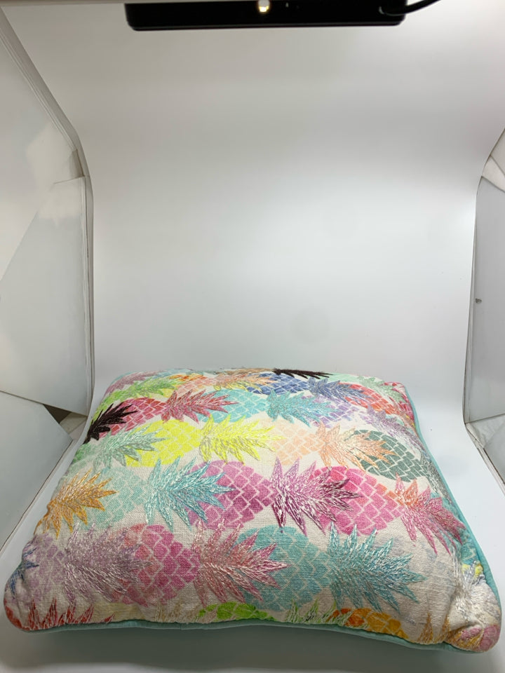 COLORFUL PINEAPPLE EMBROIDERED PILLOW.