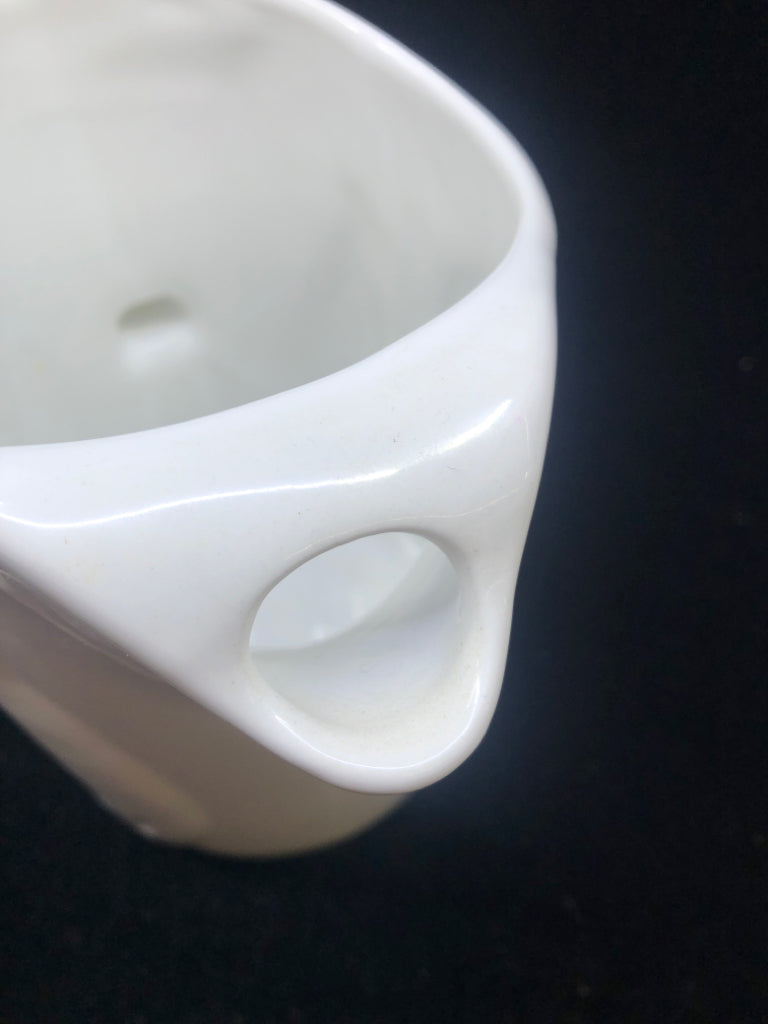WHITE EMBOSSED TULIP PITCHER W ICE LIP.