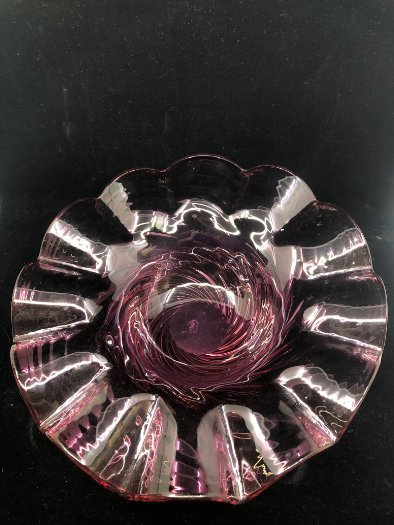 PINK WAVY EDGE CERNTER PIECE BOWL - STAMP ON BOTTOM.