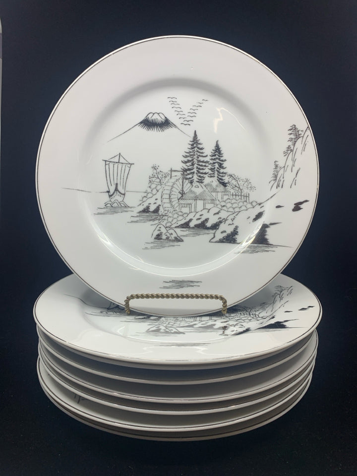 8 VTG KUTAMI MT FUJI MOUNTAIN SCAPE DINNER PLATES.