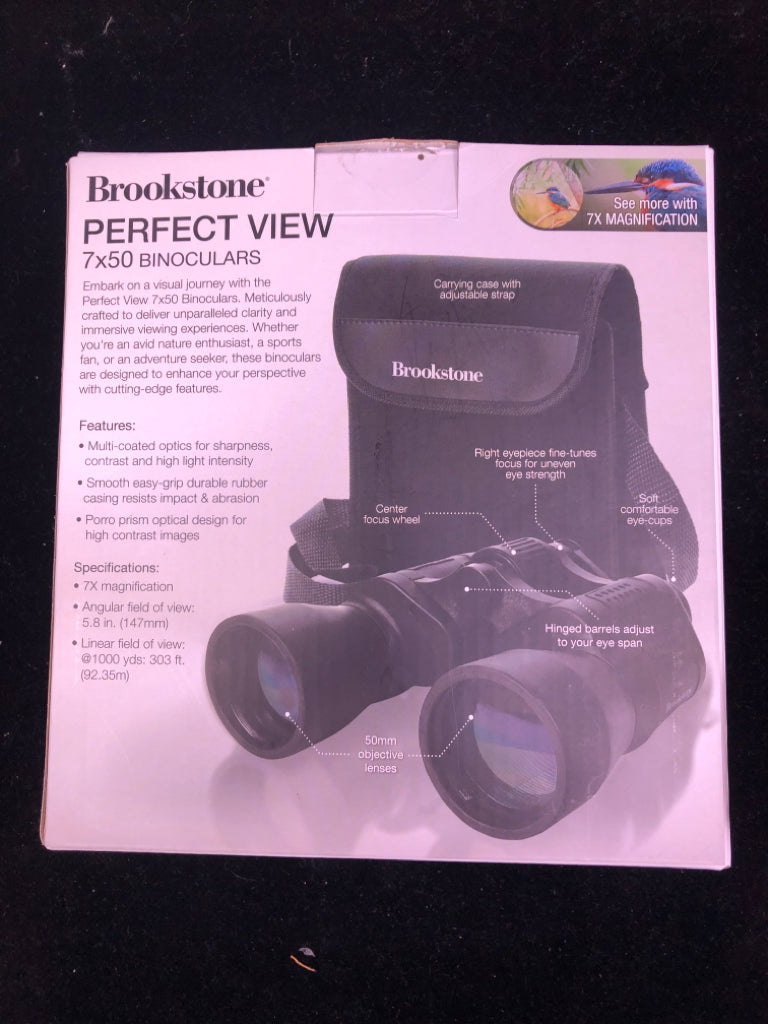 NIB BROOKSTONE PERFECT VIEW 7X50 BINOCULARS.