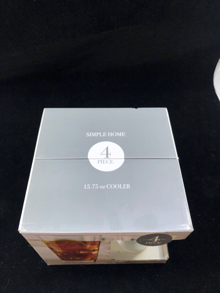4 NIB SIMPLE HOME GLASSES.