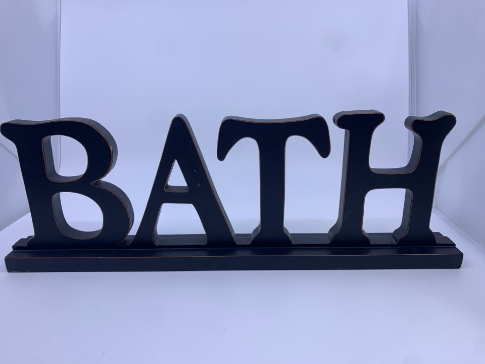 BATH BLACK WOOD SHELF SIGN.