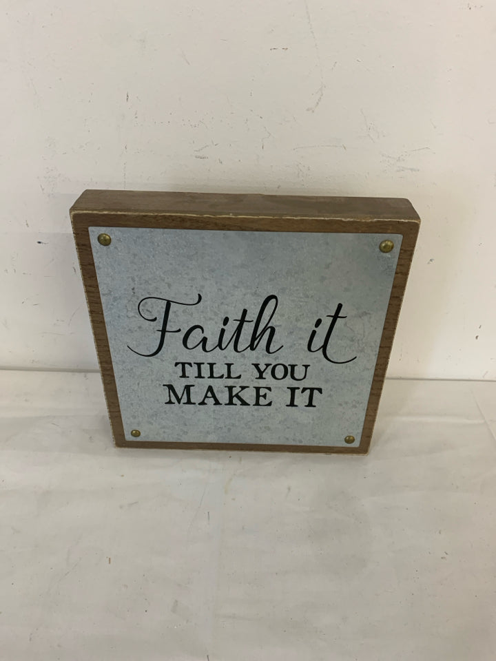 FAITH IS GALVANIZED METAL WAL HANGING.