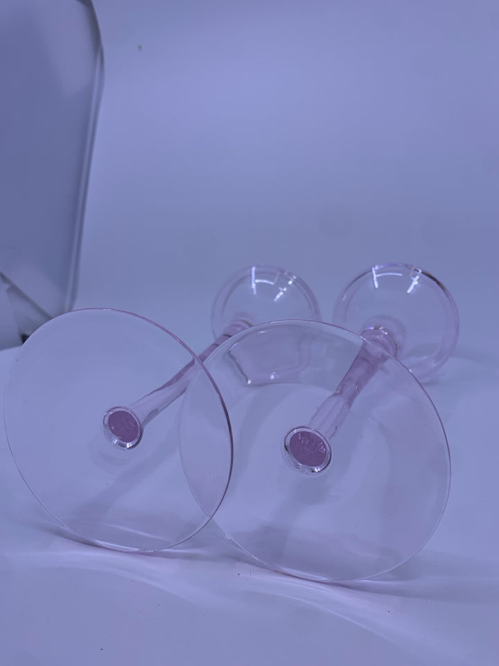 2-PALE PINK TAPER CANDLE HOLDERS.