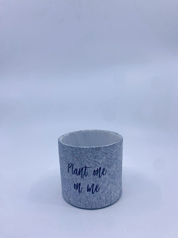 FAUX MARBLE CERAMIC PLANTER "PLANT ONE ON ME".