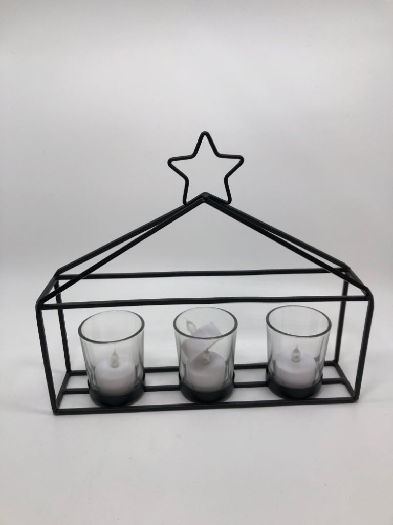 MANGER-STYLE VOTIVE HOLDER.