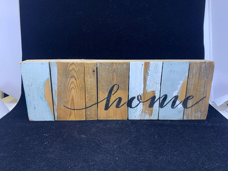 DISTRESSED WOOD "HOME" WALL HANGING.