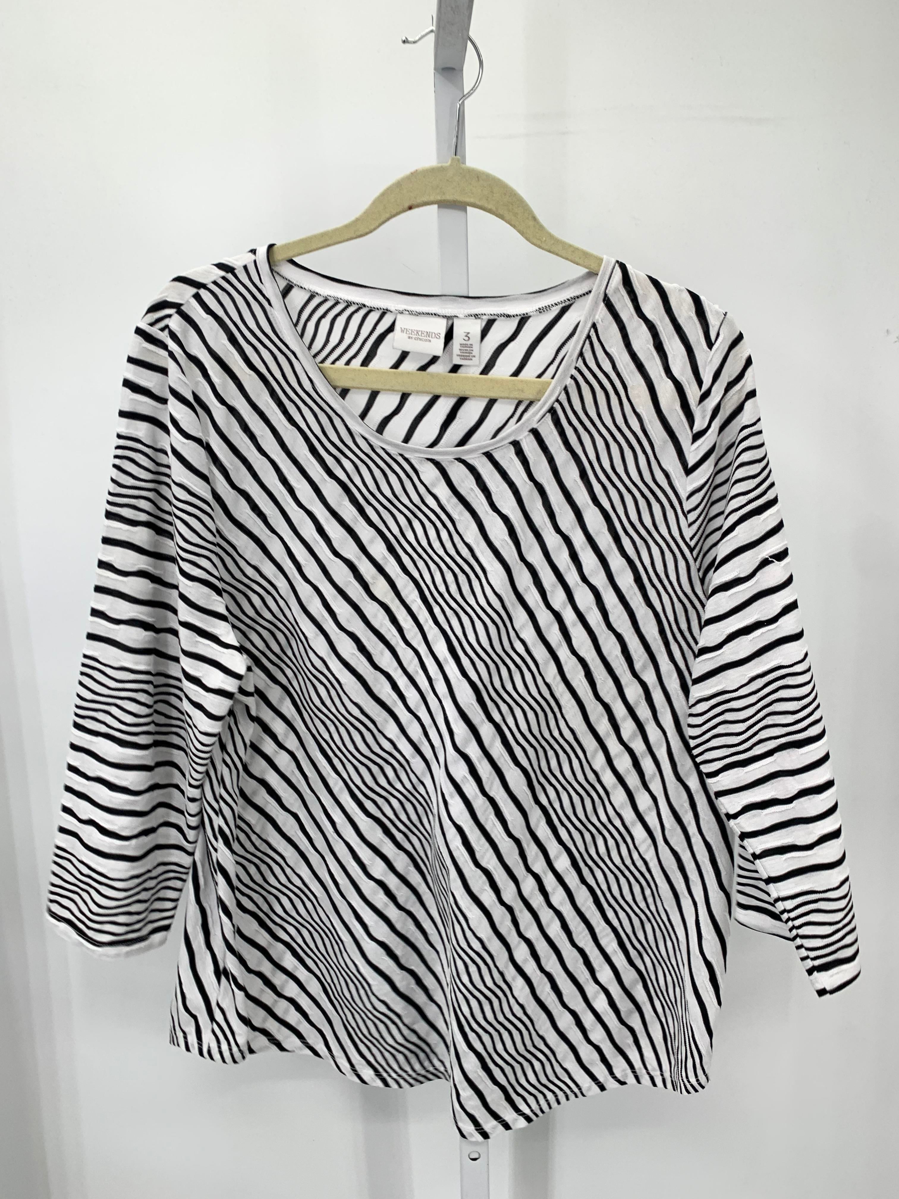 Chico's Size Large Misses 3/4 Sleeve Shirt