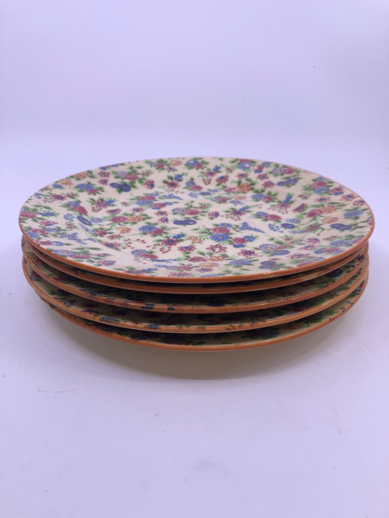 5 VTG BLUE AND PINK LUNCH PLATES- JAPAN.