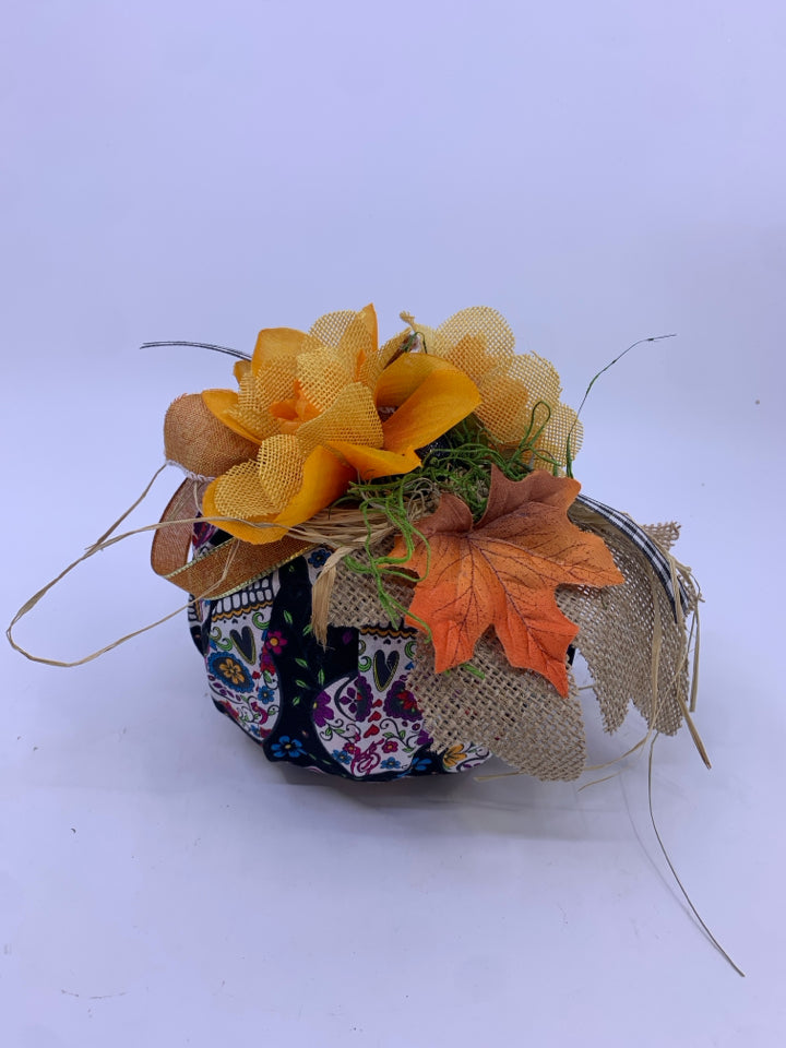 SUGAR SKULL DECORATED PUMPKIN.