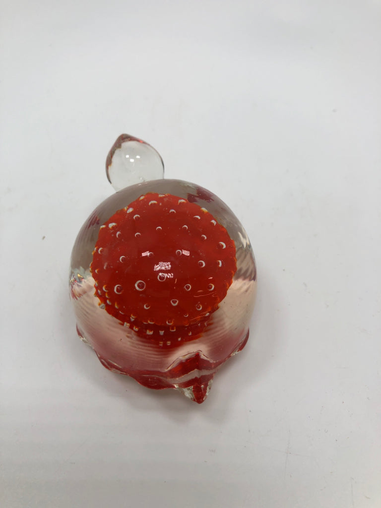 GLASS TURTLE W/ORANGE CENTER.