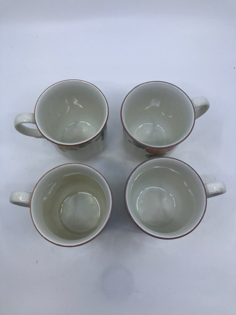 4 MIKASA FRUIT PANORAMA PATTERN MUGS.