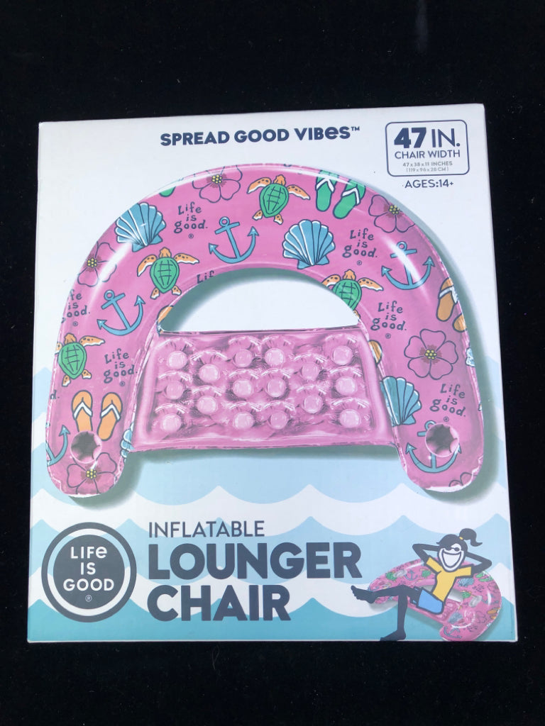 NIB LIFE IS GOOD INFLATABLE LOUNGER CHAIR