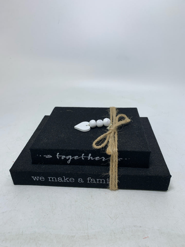 BLACK DOUBLE STACK BOOKS W/ SCRIPT.