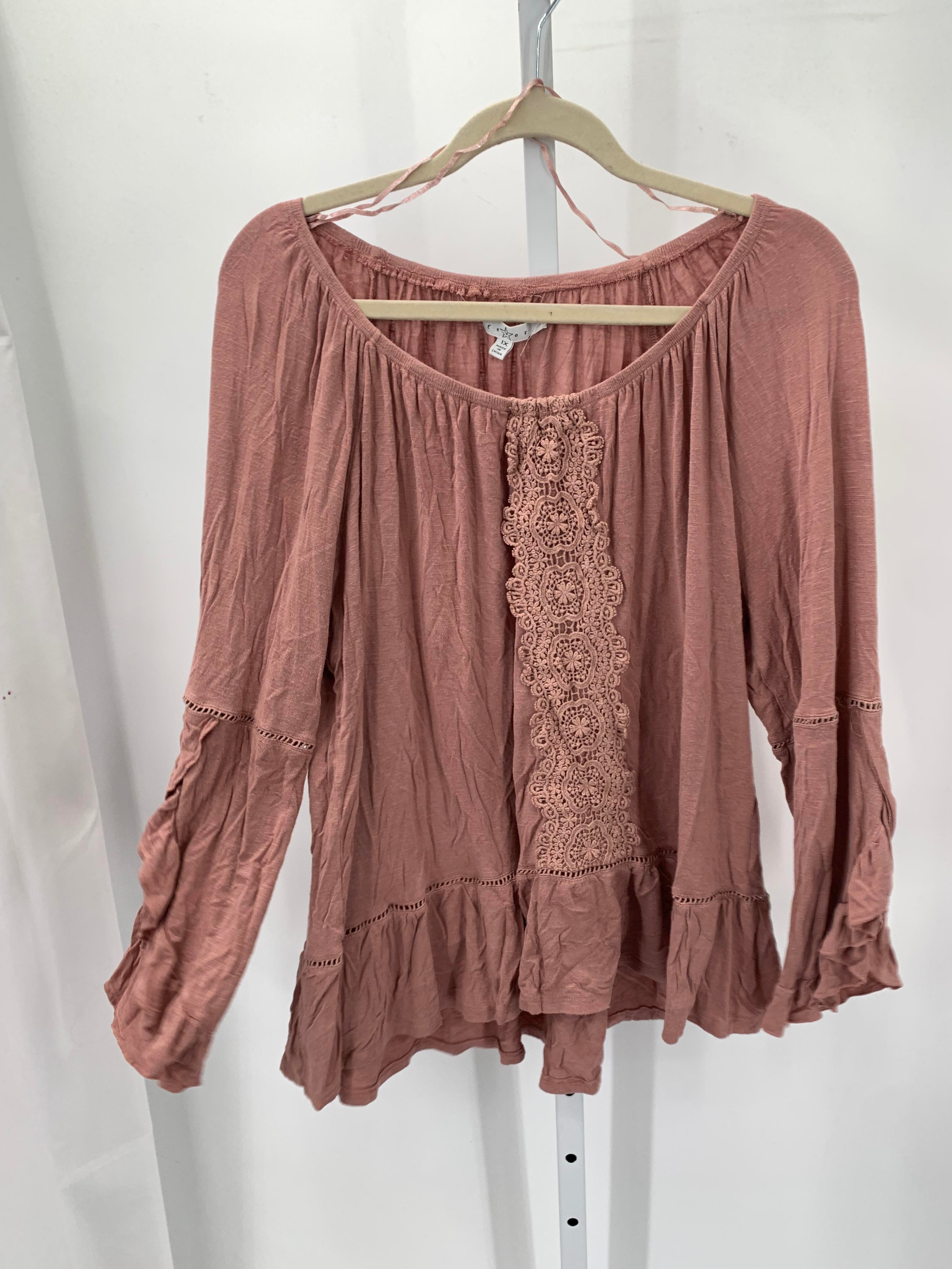 Fever Size 1X Womens 3/4 Sleeve Shirt