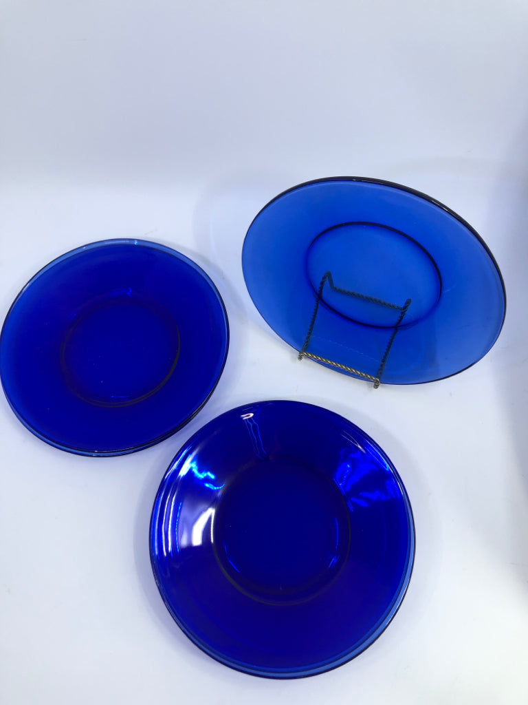 6 COBALT BLUE SALAD PLATES.