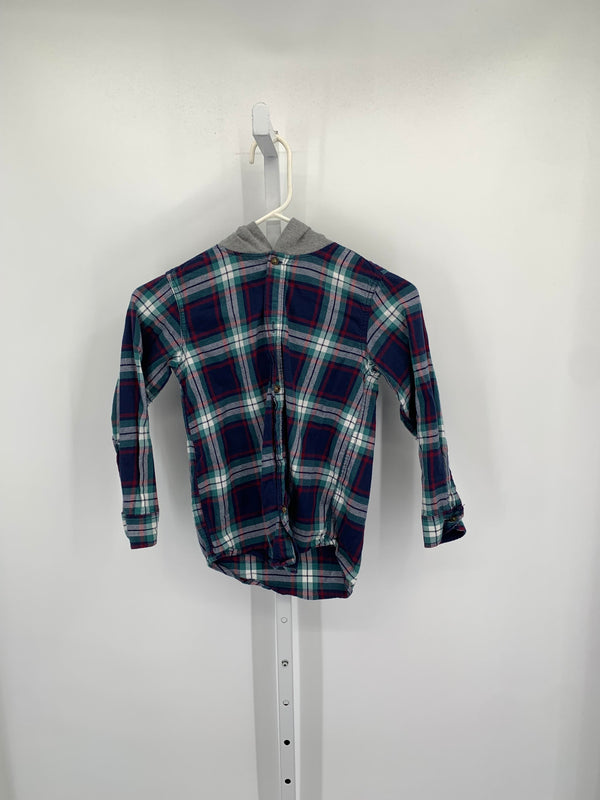 PLAID HOODED BUTTON DOWN