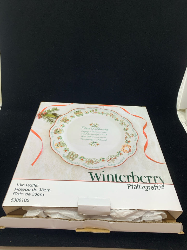 WINTERBERRY SHARING PLATE  - PFALTZGRAFF - IN BOX.