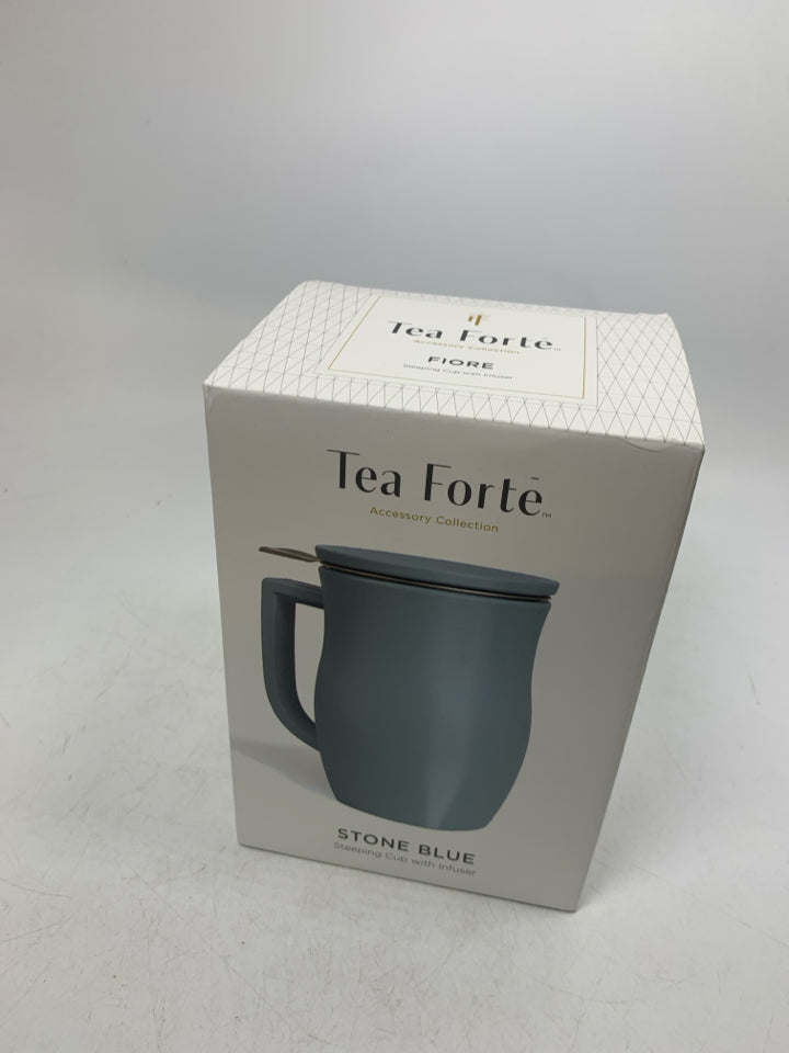 NIP TEA FORTE STONE BLUE STEEPING CUP W/ INFUSER.