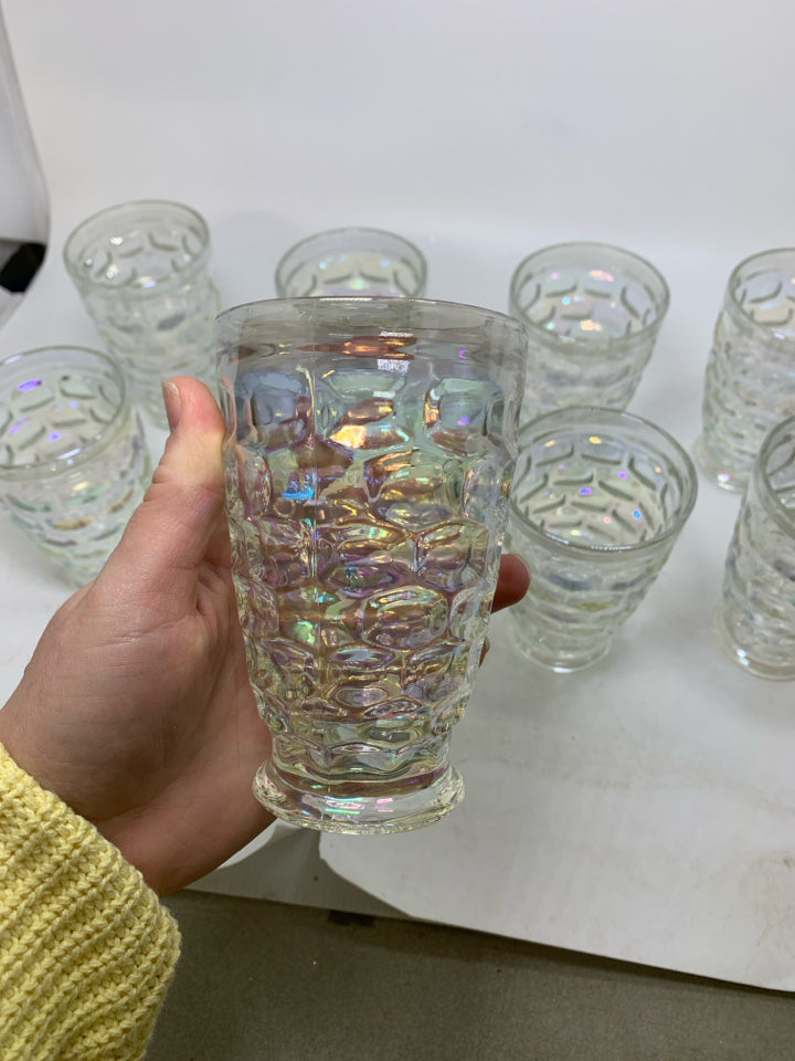 8 VTG THUMBPRINT COLONIAL GLASS TUMBLERS.