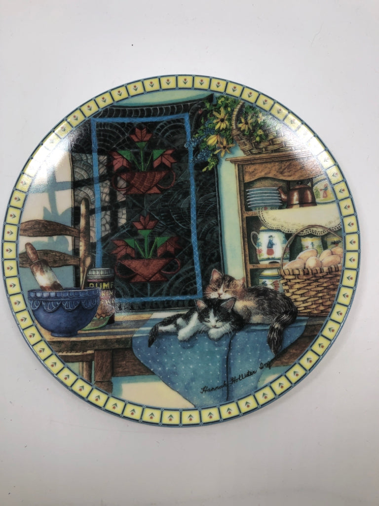 CATS IN WINDOW- COZY COUNTRY CORNERS- LAZY MORNING PLATE.