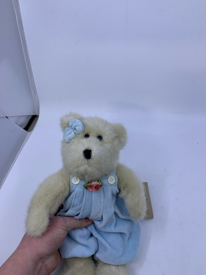 WHITE BEAR W/ LIGHT BLUE JUMPSUIT BOYDS BEAR.