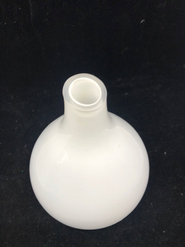 WHITE GLASS BUBBLE VASE.