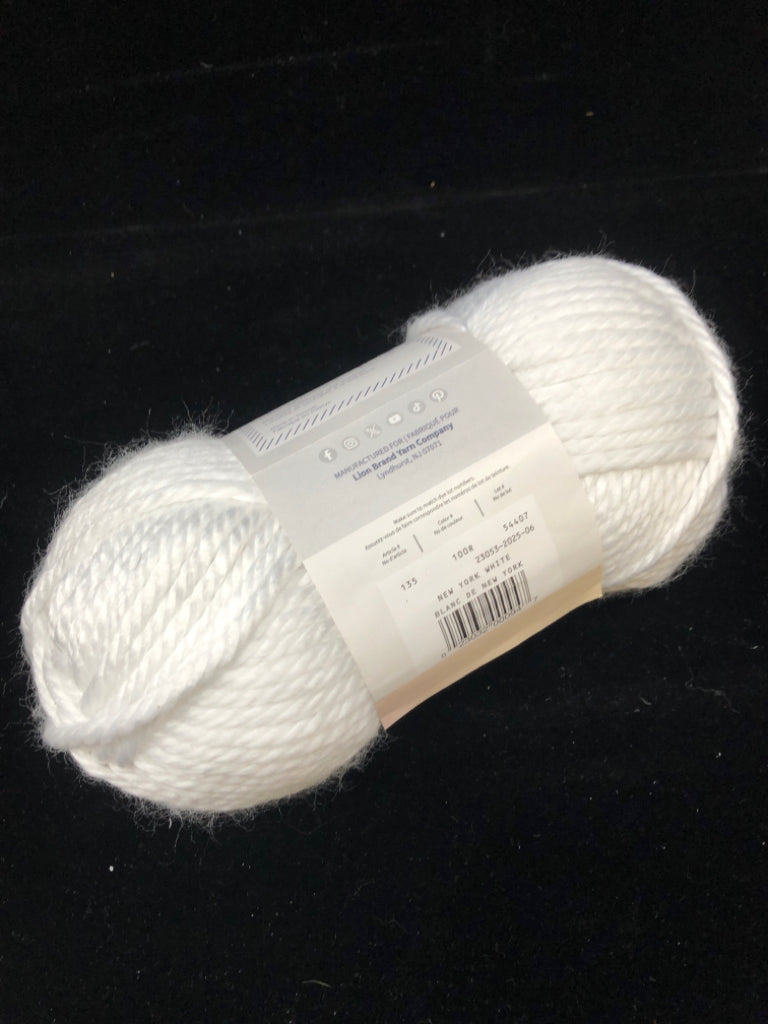LION BRAND WHITE YARN.
