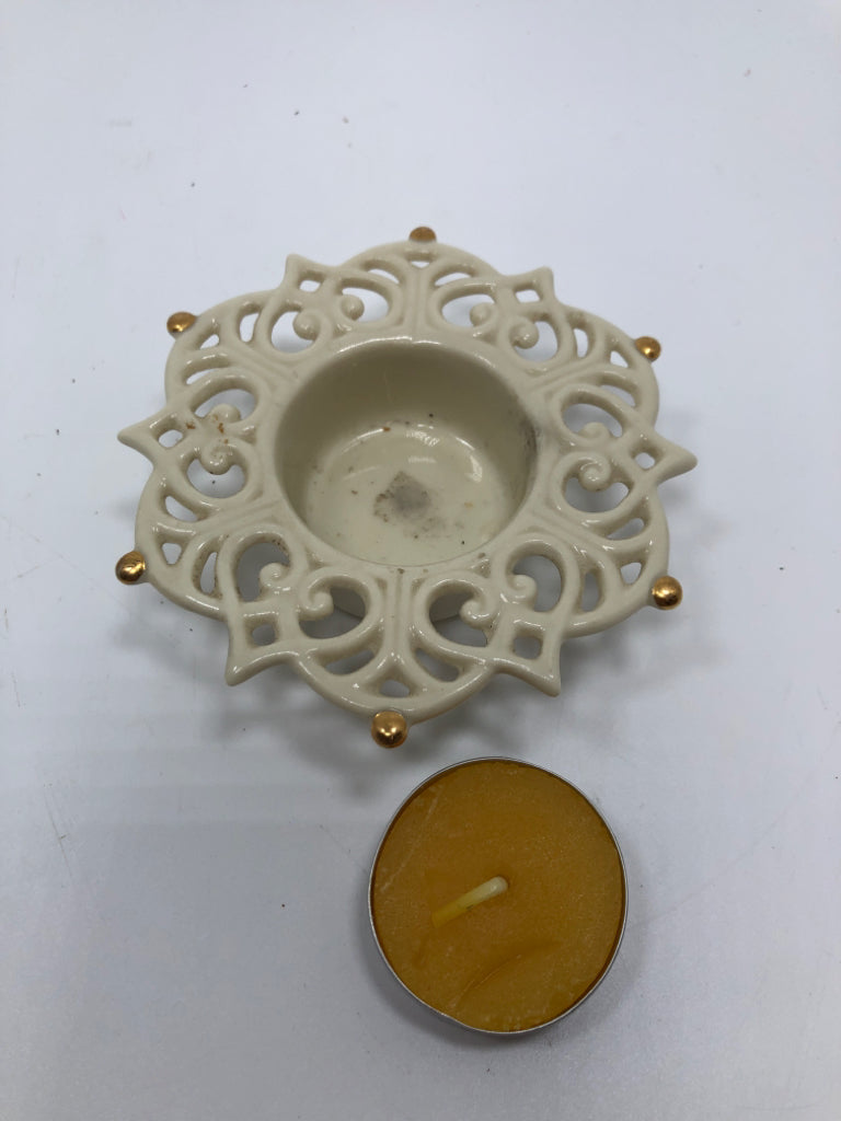 2 LENOX TEA LIGHT CANDLE HOLDERS.