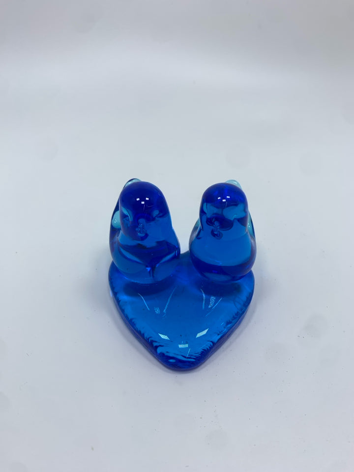 VTG BLUE BIRDS OF HAPPINESS BLUE GLASS FIGURINE.