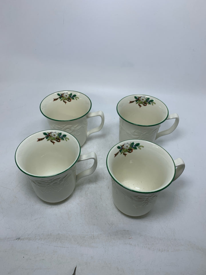 4 MIKASA HOLIDAY SEASON MUGS.