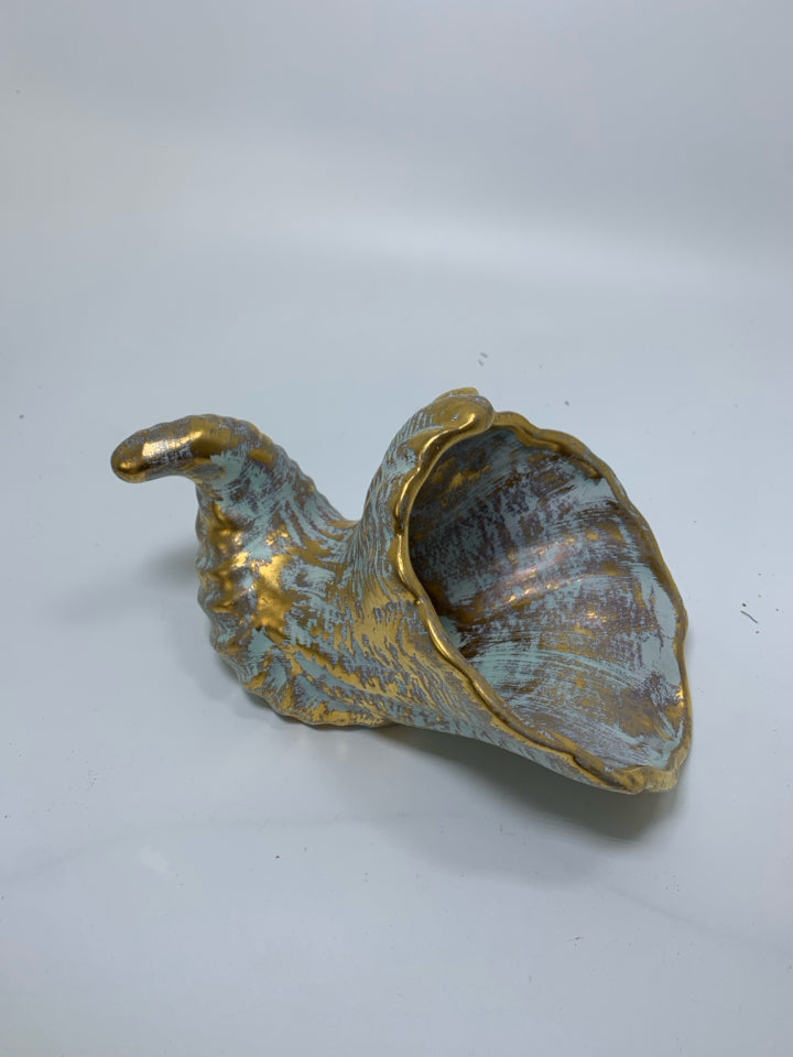 VTG ANTIQUE GOLD CORNUCOPIA BOWL.