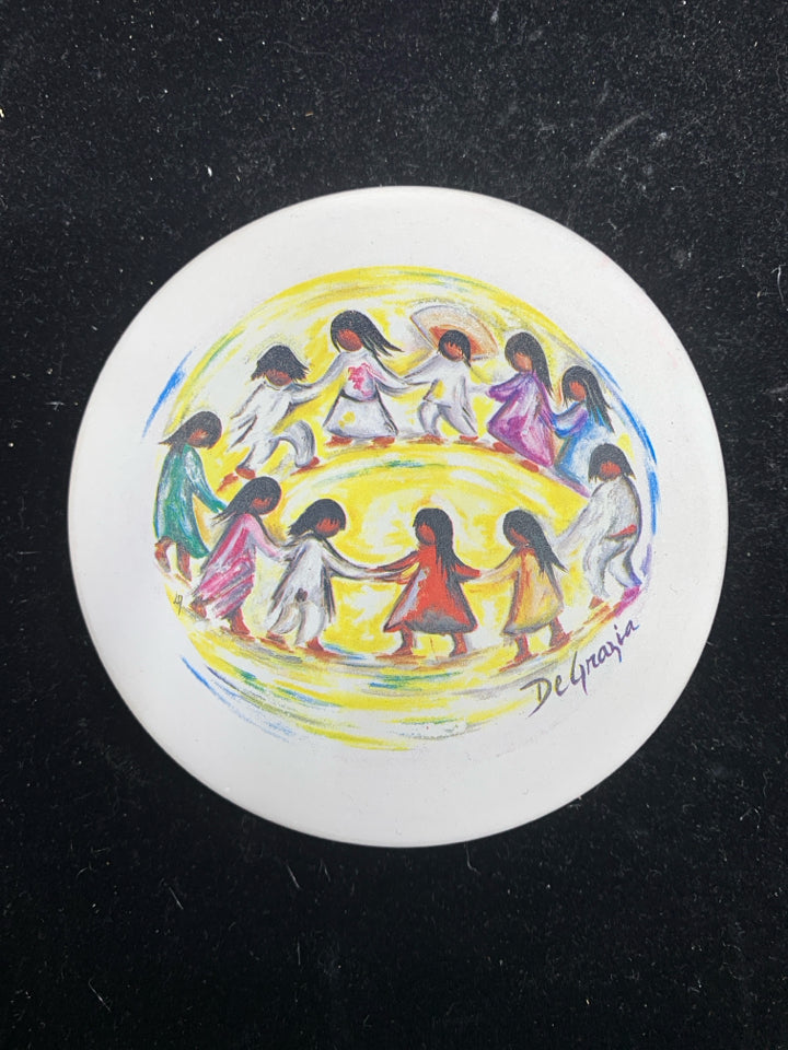 KIDS HOLDING HANDS CERAMIC COASTER.