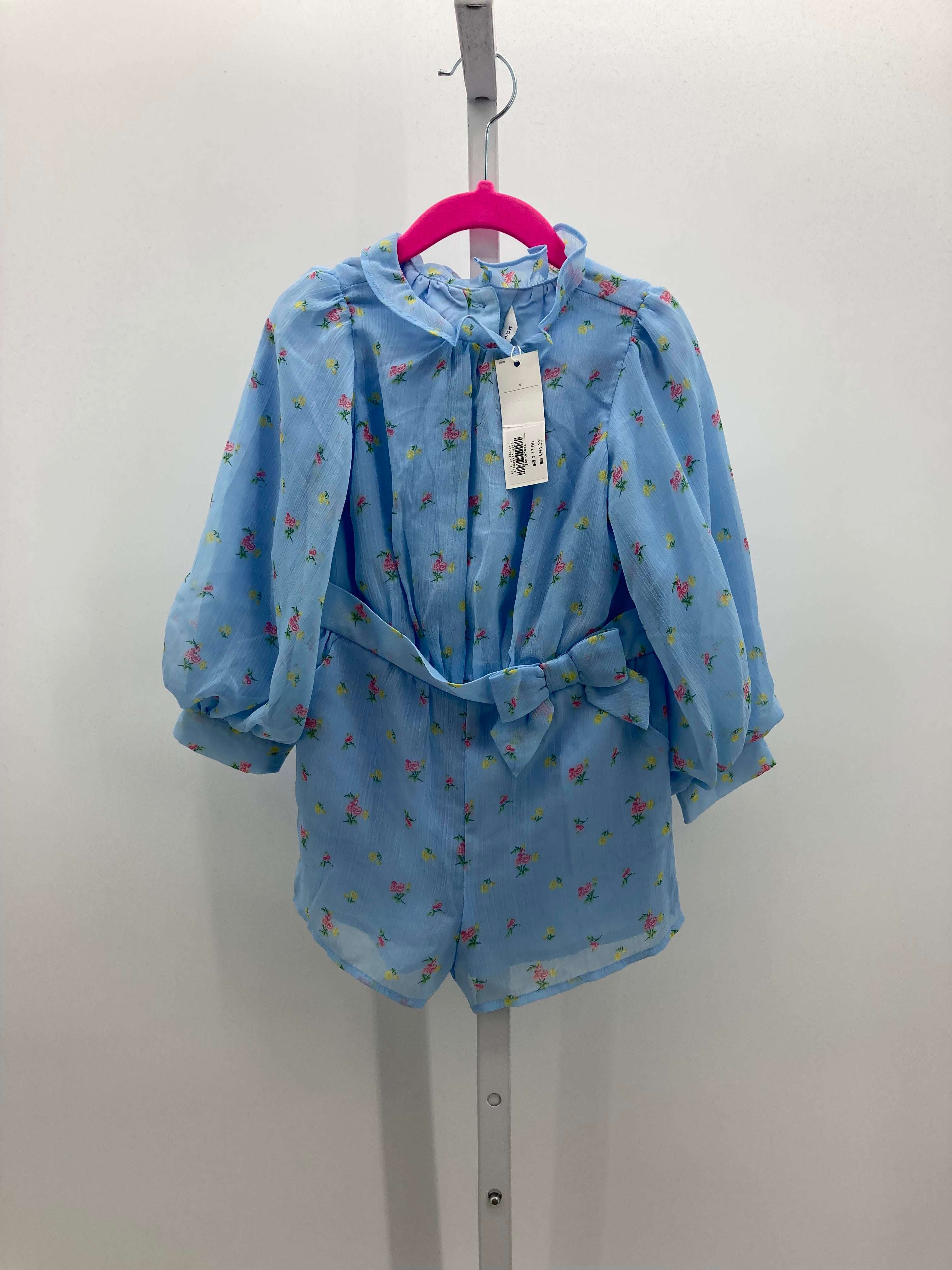 Janie and Jack Size 4 Girls Long Slv. Romper