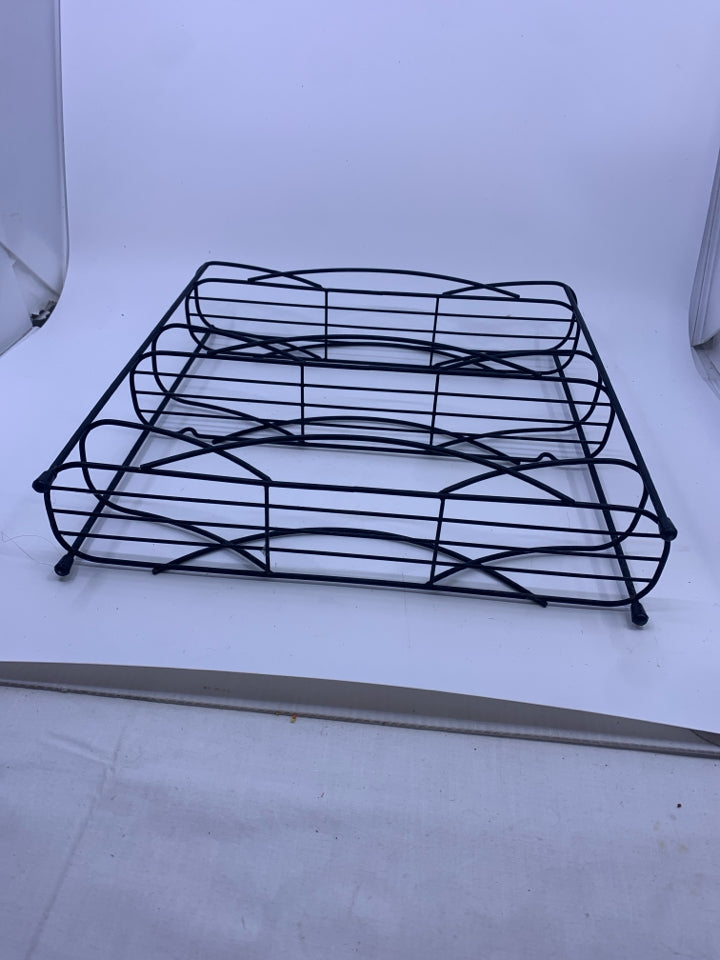 BLACK METAL 3 SHELF SPICE RACK.