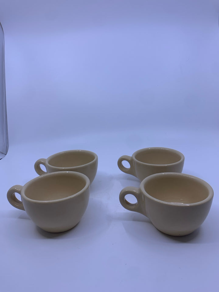 4 TAN ALLEGHENY CHINE TEA CUPS.