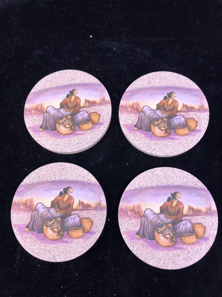 NIB NATIVE BEAUTY 4 SANDSTONE COASTERS.