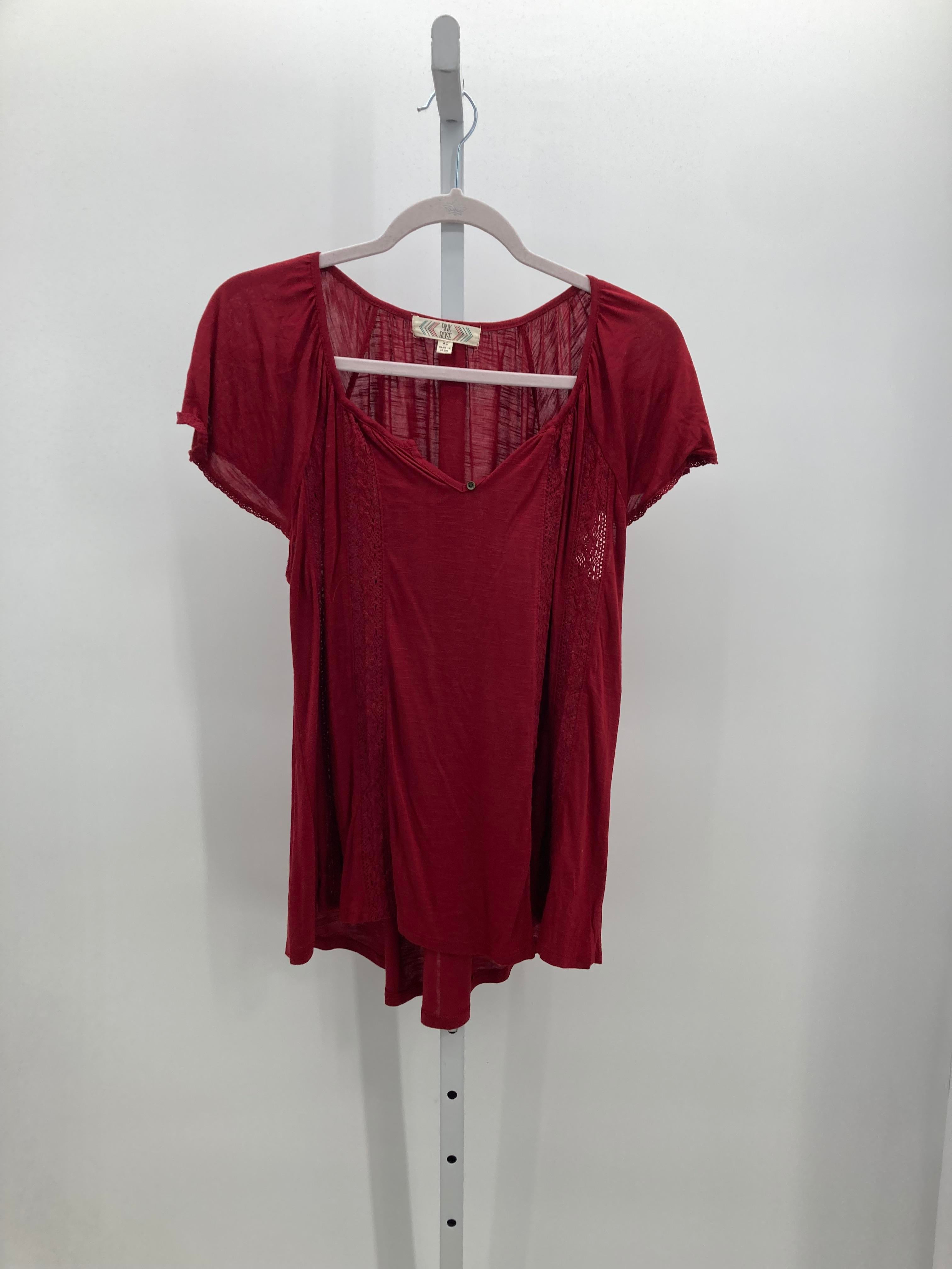 Pink Rose Size Extra Large Juniors Short Sleeve Shirt