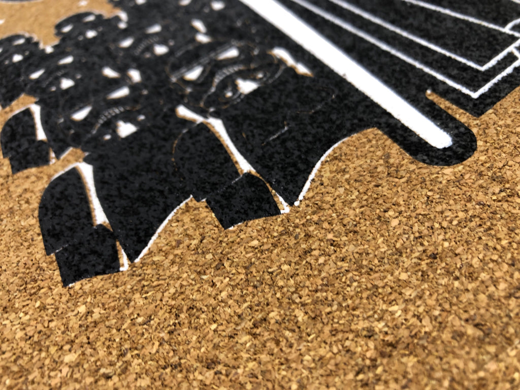 CORK BOARD W/ DARTH VADER WALL ART.