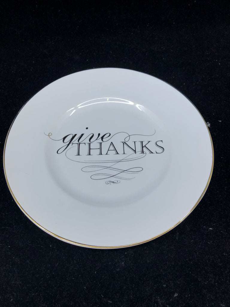 WHITE GOLD RIM "GIVE THANKS" CANDY DISH.