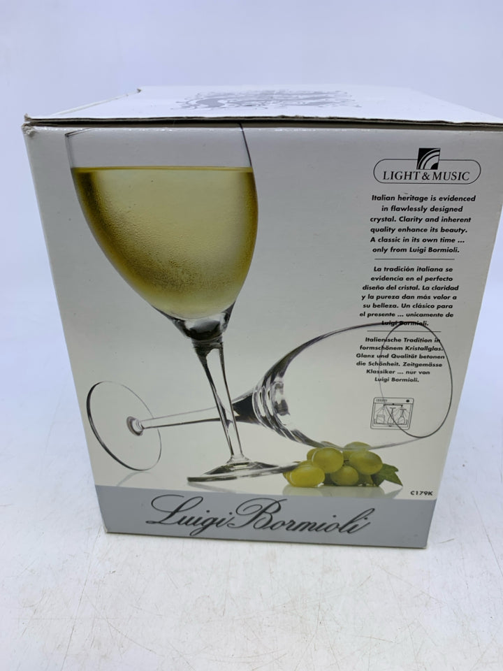 4 CRYSTAL WINE GLASSES- IN BOX