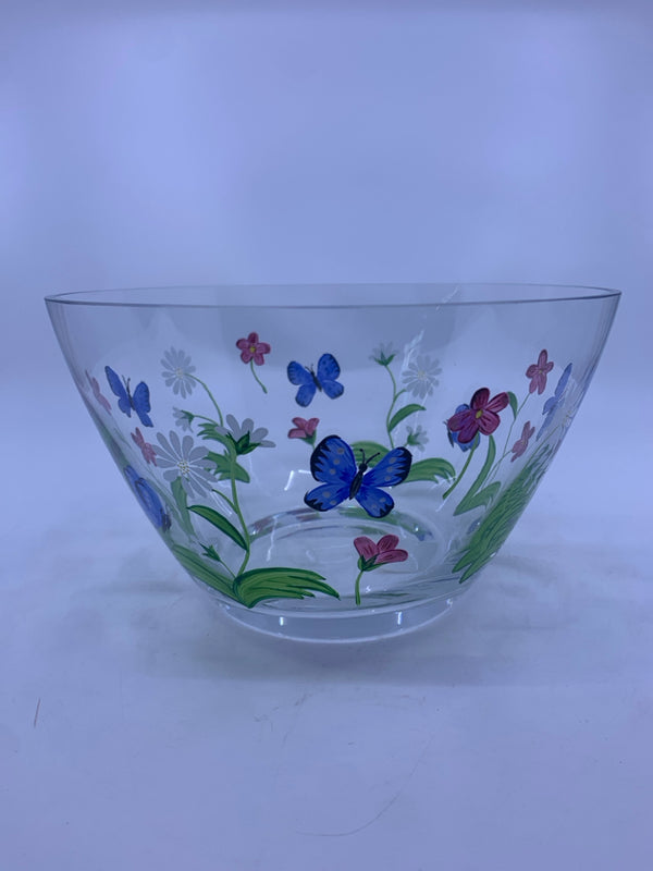 LENOX PAINTED BLUE BUTTERFLY SERVING BOWL.