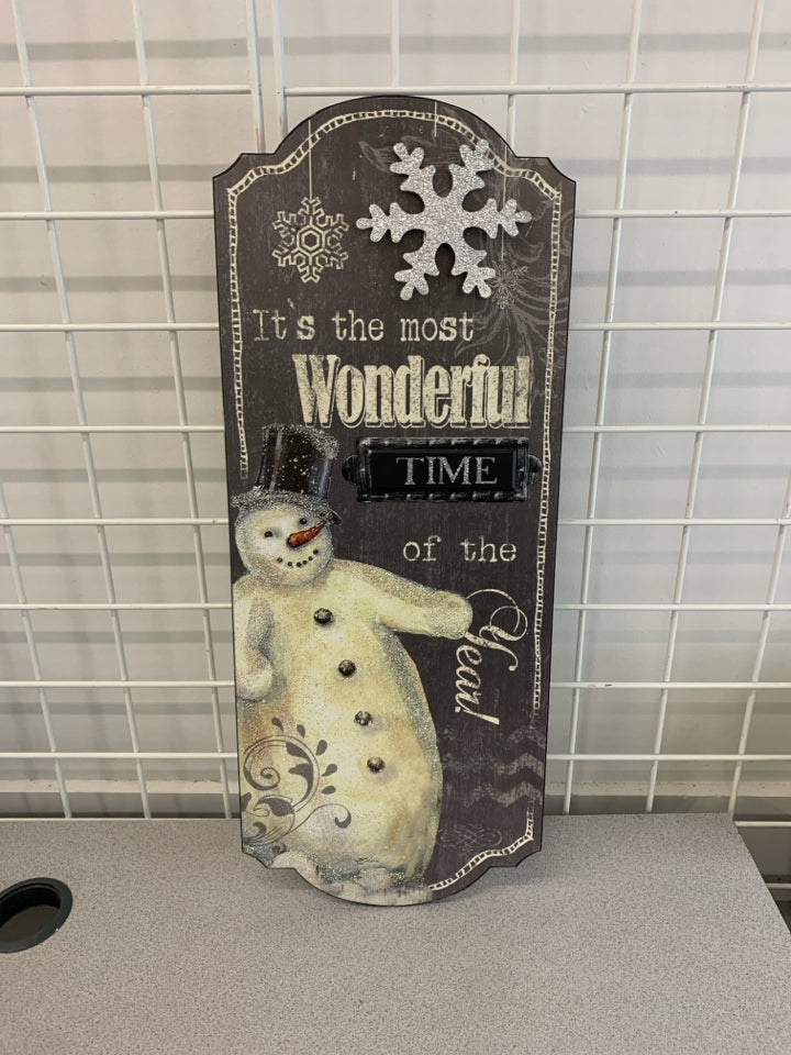 IT'S THE MOST WONDERFUL TIME SNOWMAN WALL-ART.