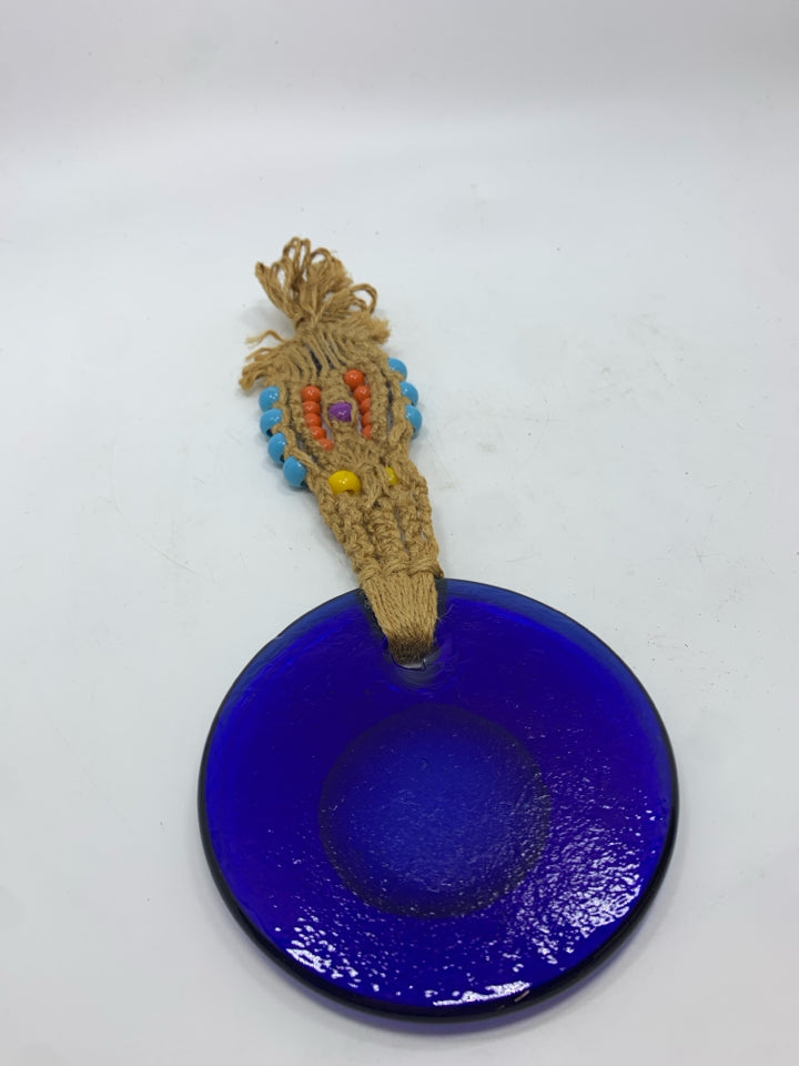 GLASS EVIL EYE BRAIDED WALL HANGING.