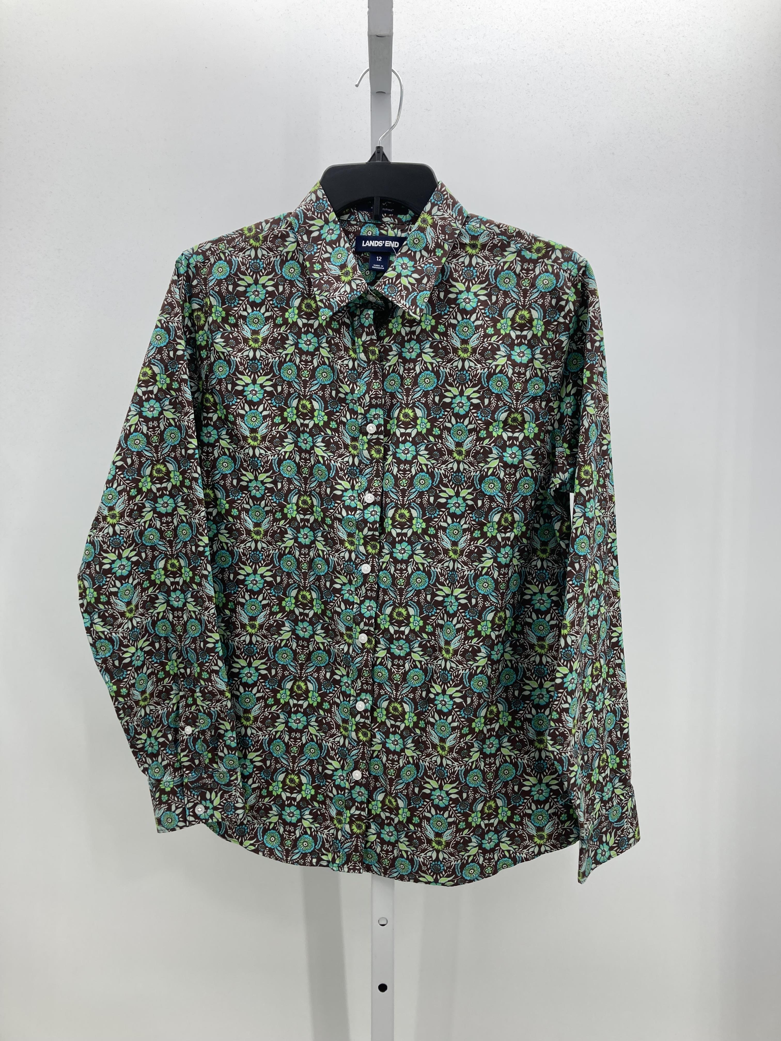 Lands End Size 12 Misses Long Sleeve Shirt