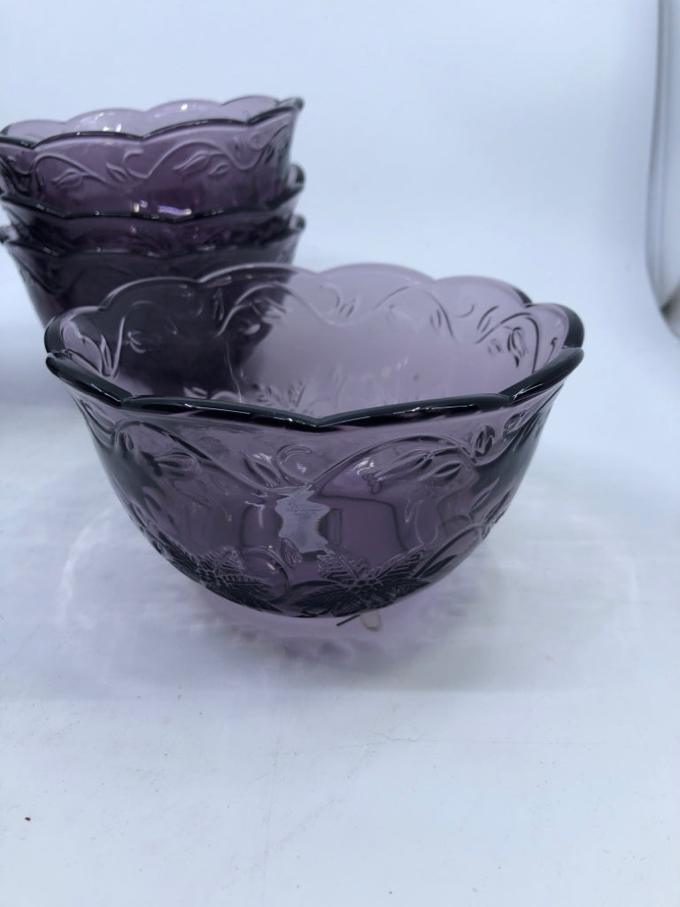 7 PURPLE GLASS FANTASIA PRINCESS HOUSE BOWLS.