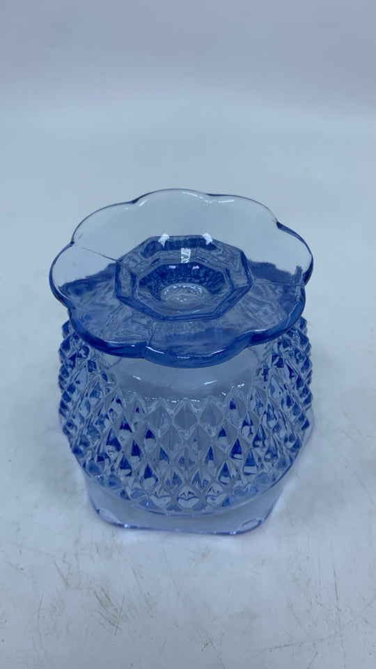 LIGHT BLUE GLASS HOBNAIL DISH.