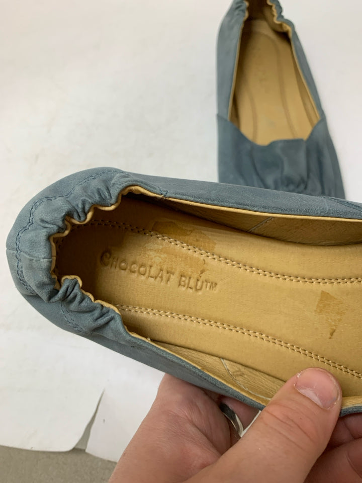 Chocolat Blu Pleated Leather Ballet Flats